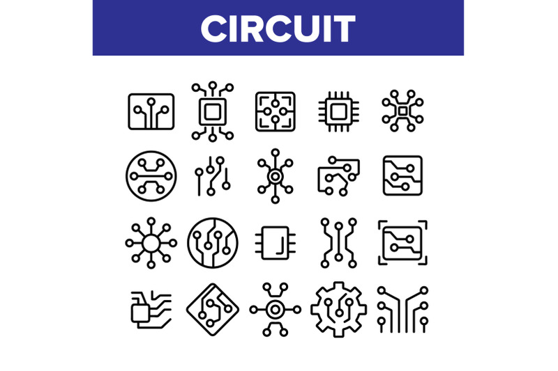 circuit-computer-chip-collection-icons-set-vector