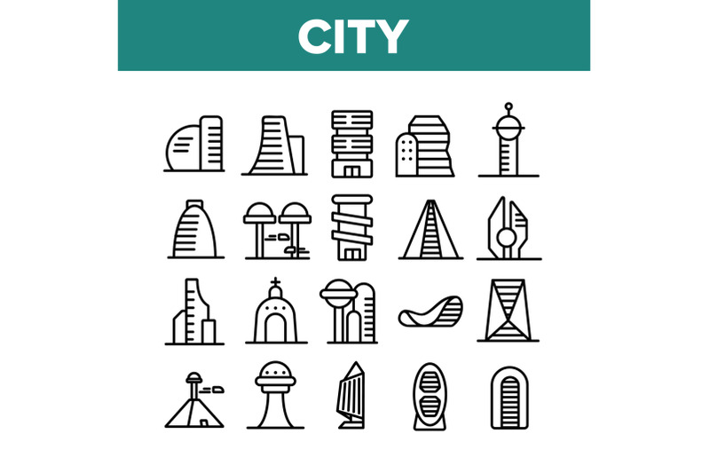 city-modern-building-collection-icons-set-vector