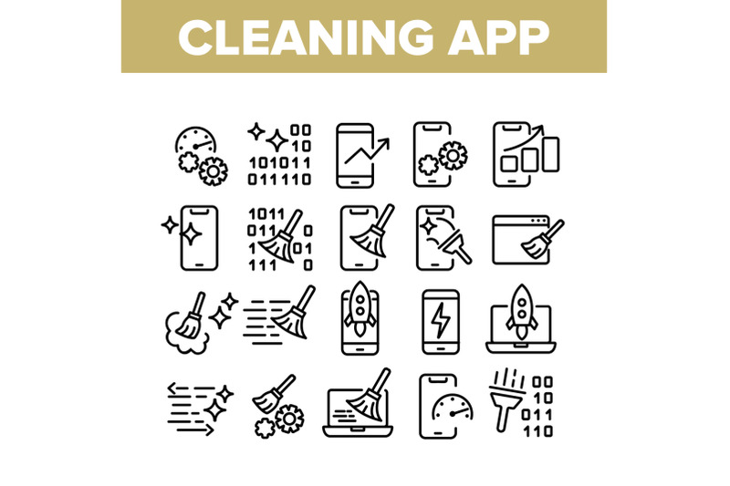 cleaning-application-collection-icons-set-vector