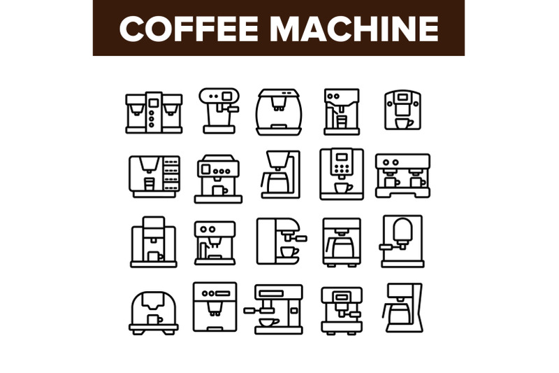 coffee-machine-device-collection-icons-set-vector