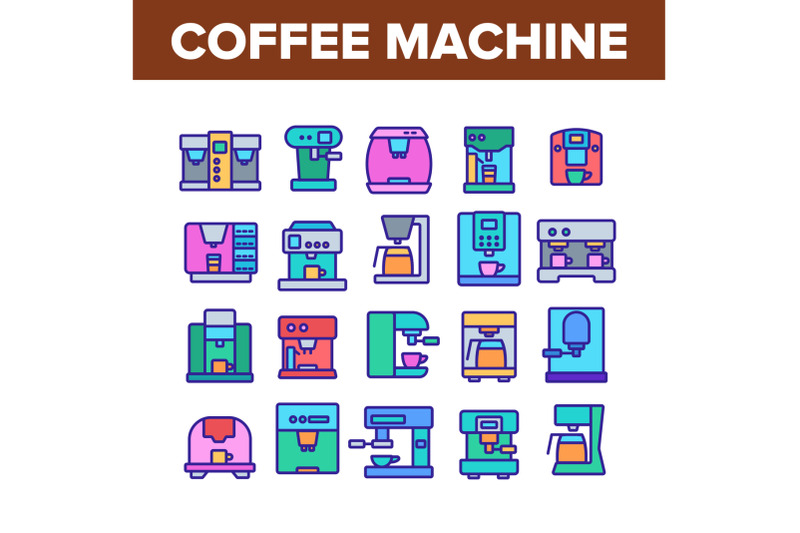 coffee-machine-device-collection-icons-set-vector