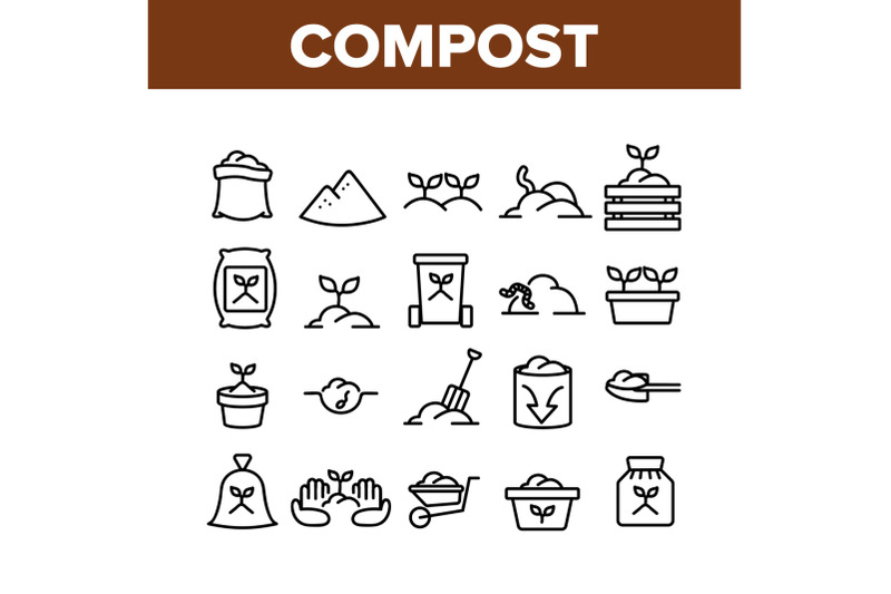 compost-ground-soil-collection-icons-set-vector