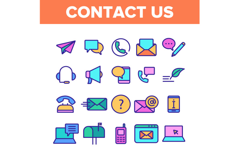 color-contact-us-call-center-vector-linear-icons-set