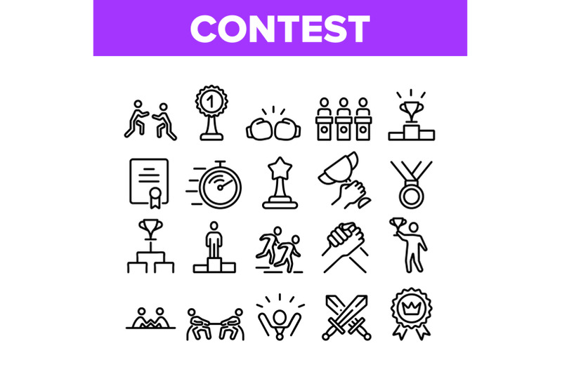 contest-sport-activity-collection-icons-set-vector