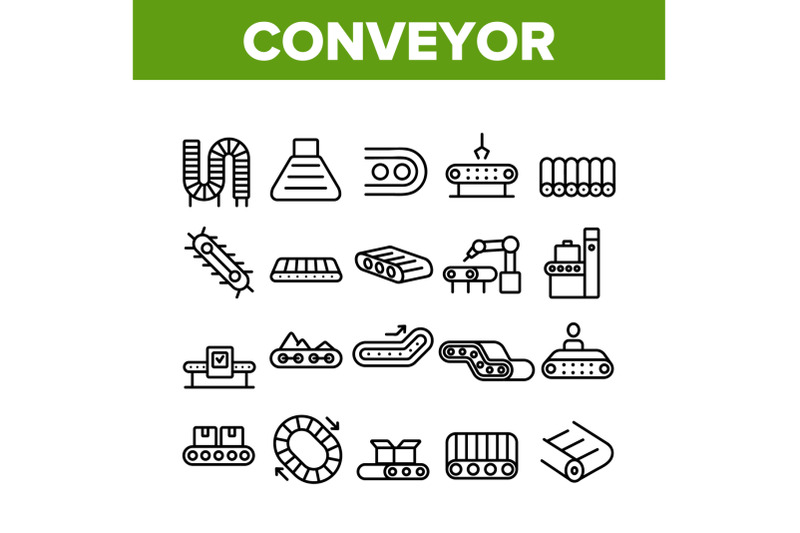 conveyor-factory-tool-collection-icons-set-vector