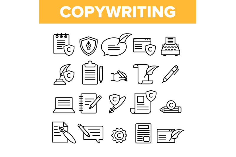 copywriting-and-blogging-vector-linear-icons-set