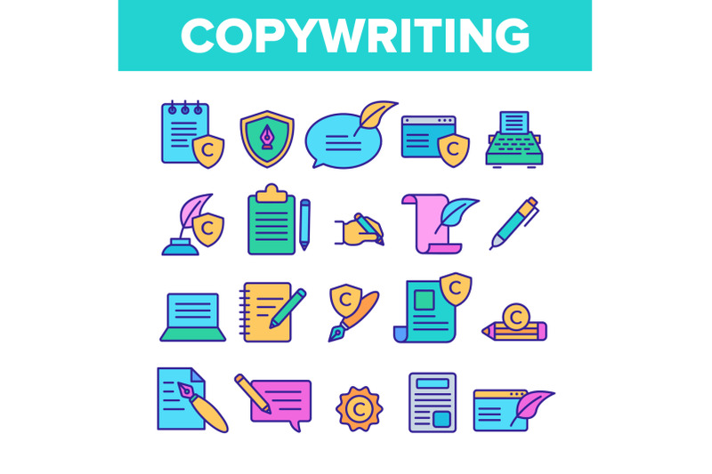 color-copywriting-and-blogging-vector-linear-icons-set