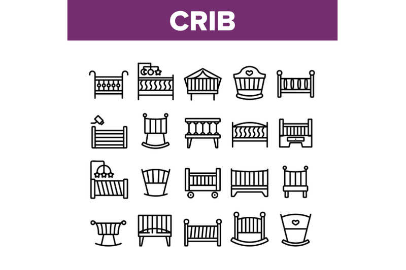 crib-baby-infant-bed-collection-icons-set-vector