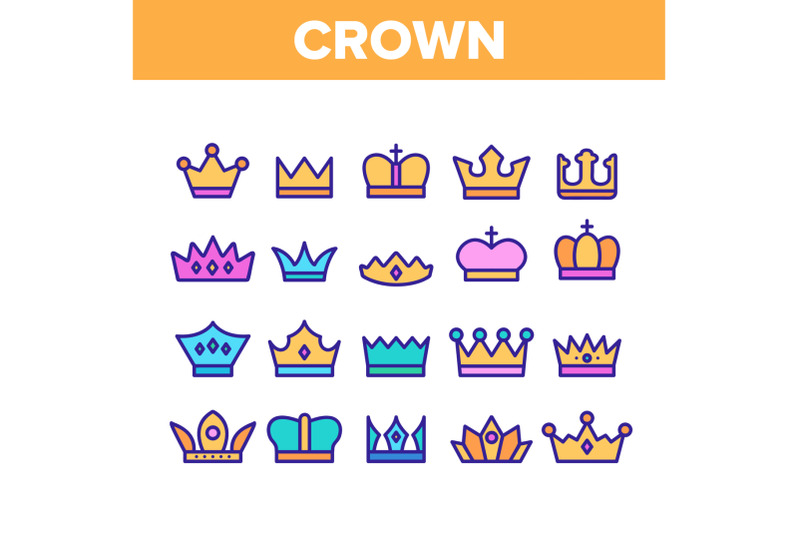 royal-headwear-crowns-and-tiaras-vector-icons-set