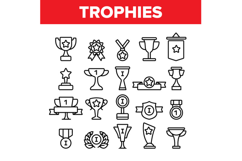 trophies-and-medals-for-first-place-vector-linear-icons-set