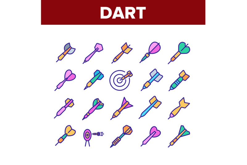 dart-for-play-game-collection-icons-set-vector