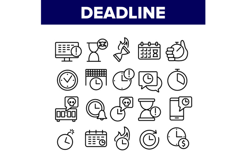 deadline-time-over-collection-icons-set-vector