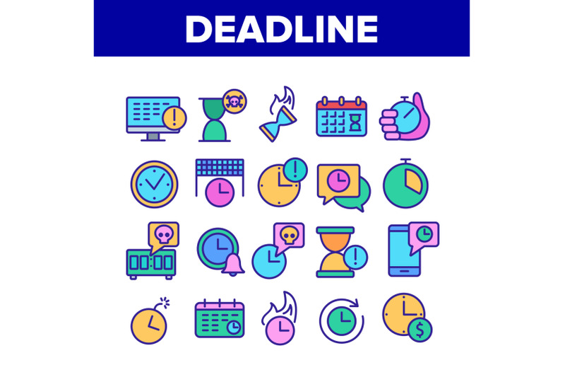 deadline-time-over-collection-icons-set-vector