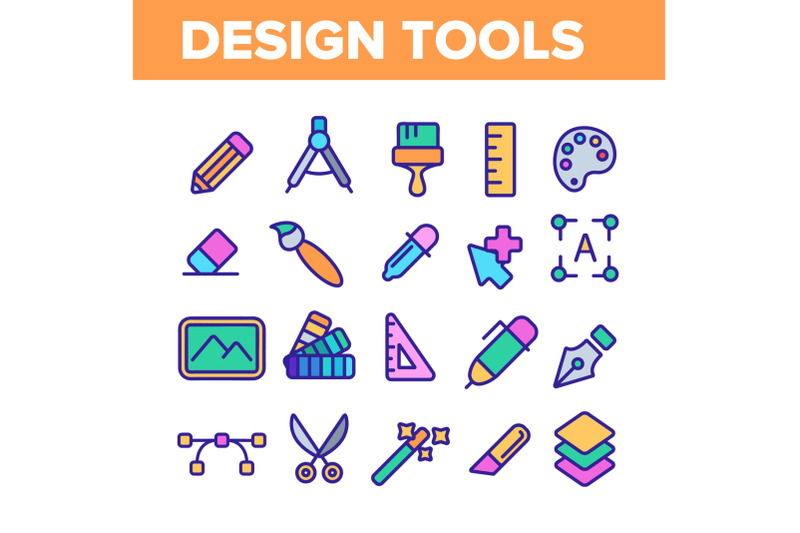 design-tools-vector-color-line-icons-set