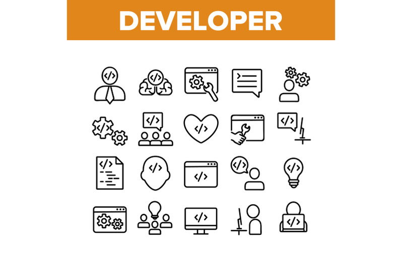 developer-collection-elements-icons-set-vector