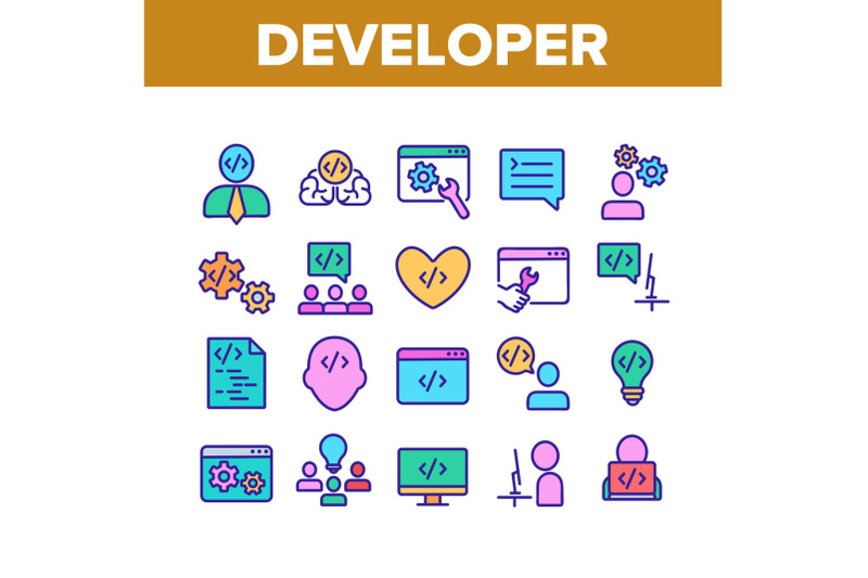 developer-collection-elements-icons-set-vector