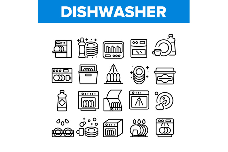 dishwasher-utensil-collection-icons-set-vector