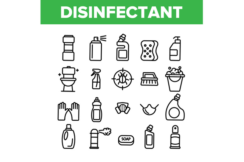 disinfectant-antibacterial-substance-vector-thin-line-icons-set