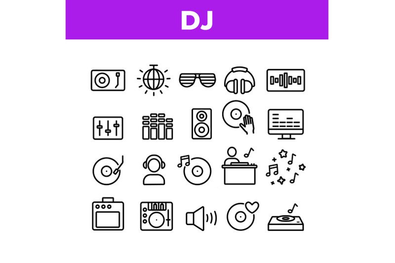 dj-device-collection-elements-icons-set-vector