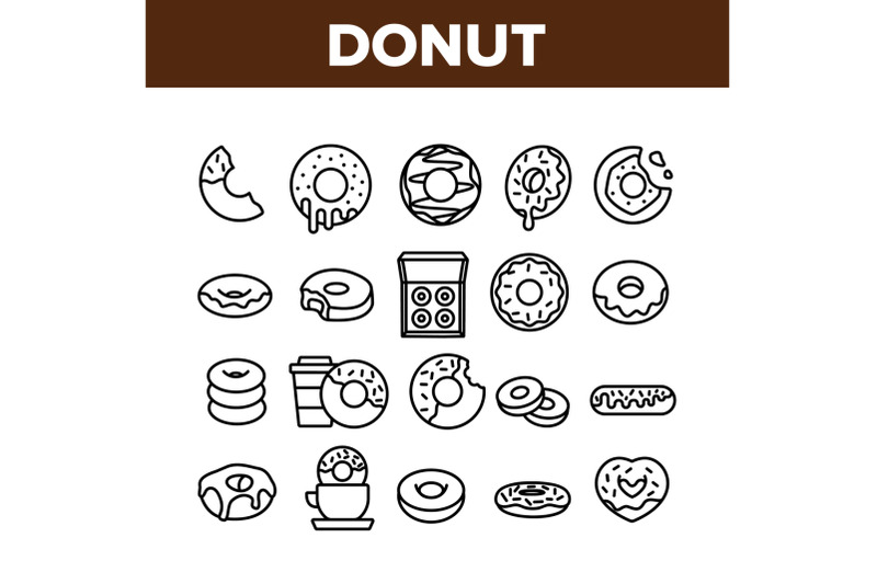 donut-sweet-breakfast-collection-icons-set-vector