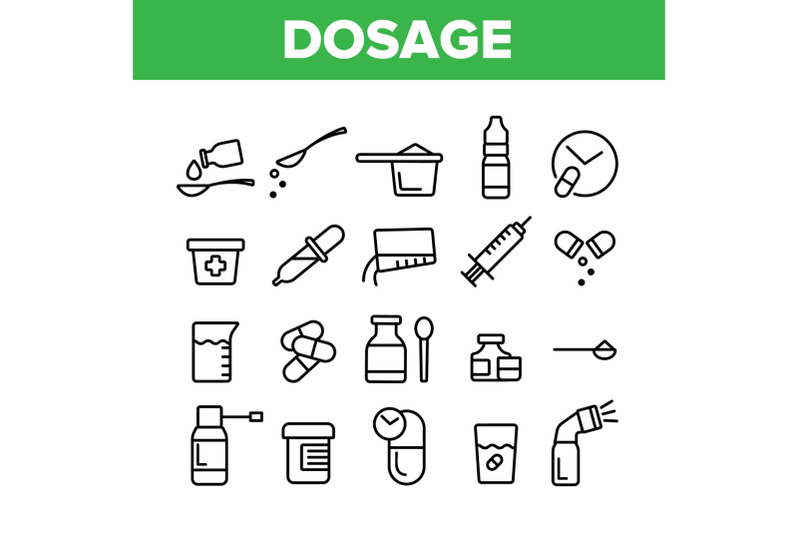 dosage-dosing-drugs-vector-linear-icons-set