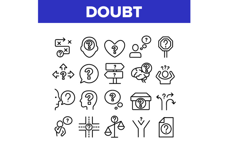 doubt-and-confusion-collection-icons-set-vector