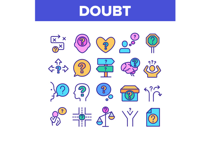 doubt-and-confusion-collection-icons-set-vector