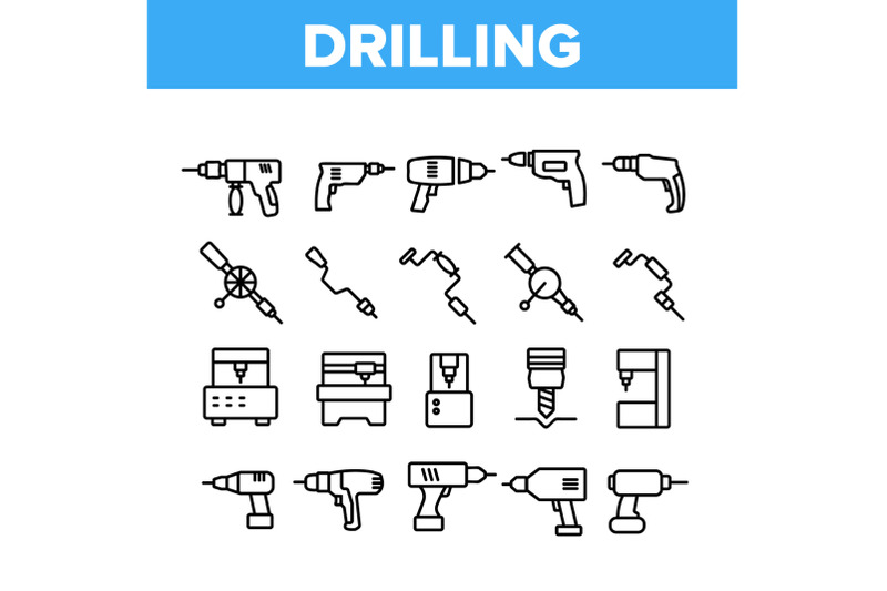 drilling-equipment-collection-icons-set-vector
