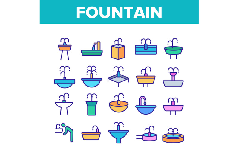 drinking-fountain-collection-icons-set-vector