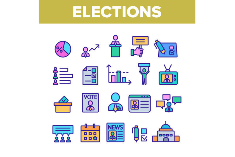 elections-color-elements-vector-icons-set