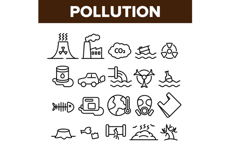 pollution-of-environment-vector-thin-line-icons-set