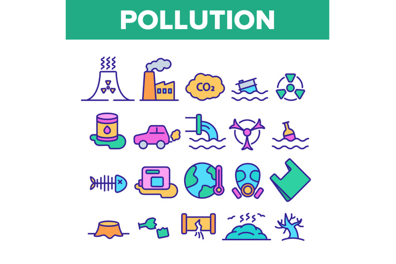 pollution-of-environment-vector-color-line-icons-set