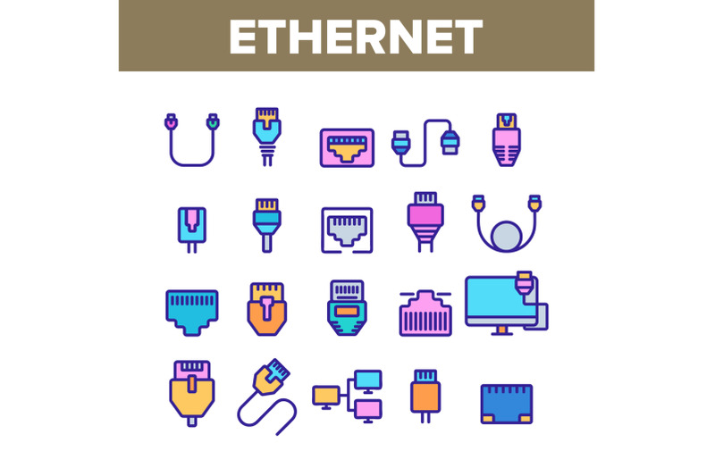 ethernet-collection-elements-icons-color-set-vector