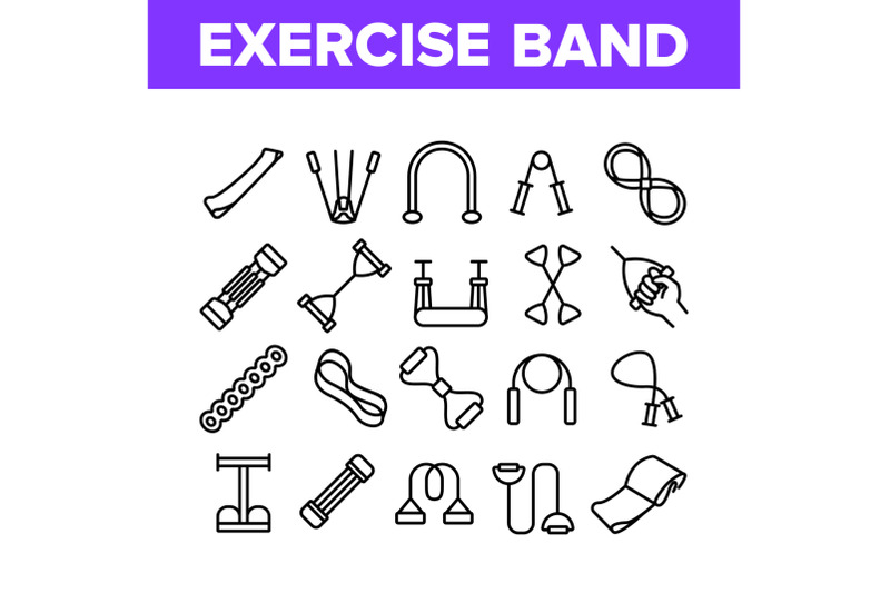 exercise-band-tools-collection-icons-set-vector