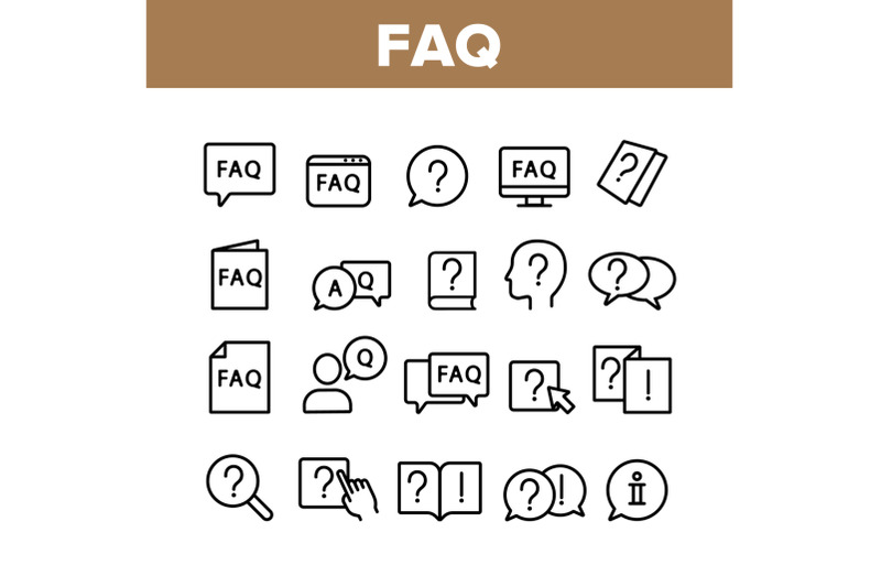 faq-frequently-asked-questions-icons-set-vector