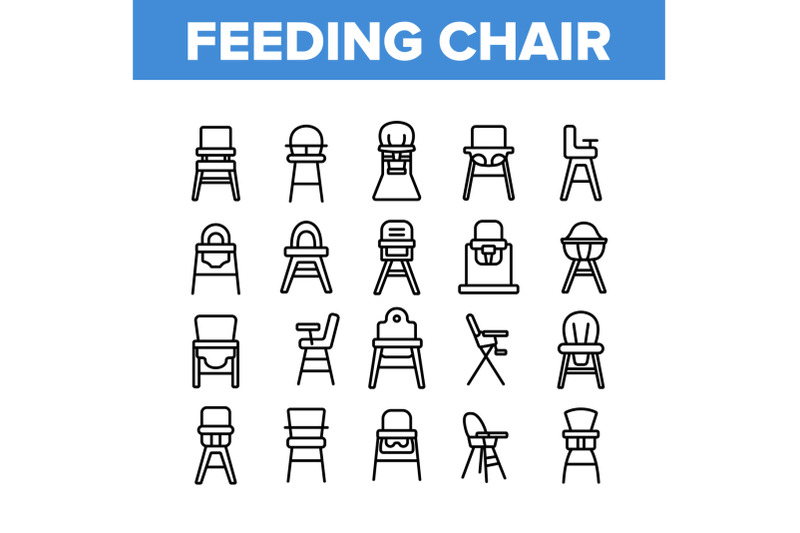 feeding-baby-chair-collection-icons-set-vector