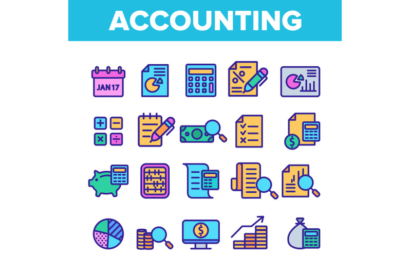 color-accounting-elements-vector-icons-set