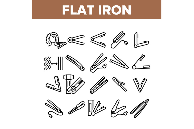 flat-iron-equipment-collection-icons-set-vector