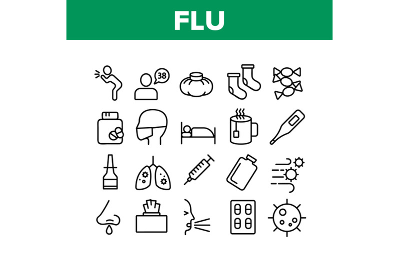 flu-symptoms-and-cure-collection-icons-set-vector