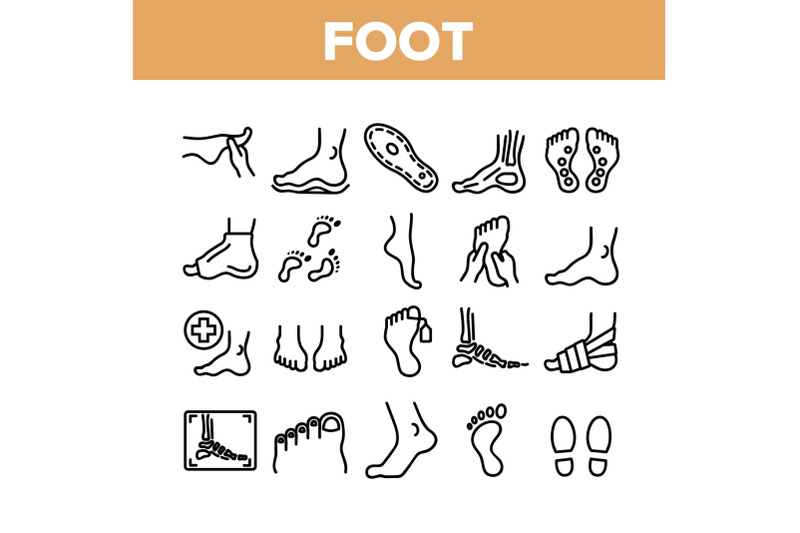 foot-human-body-part-collection-icons-set-vector
