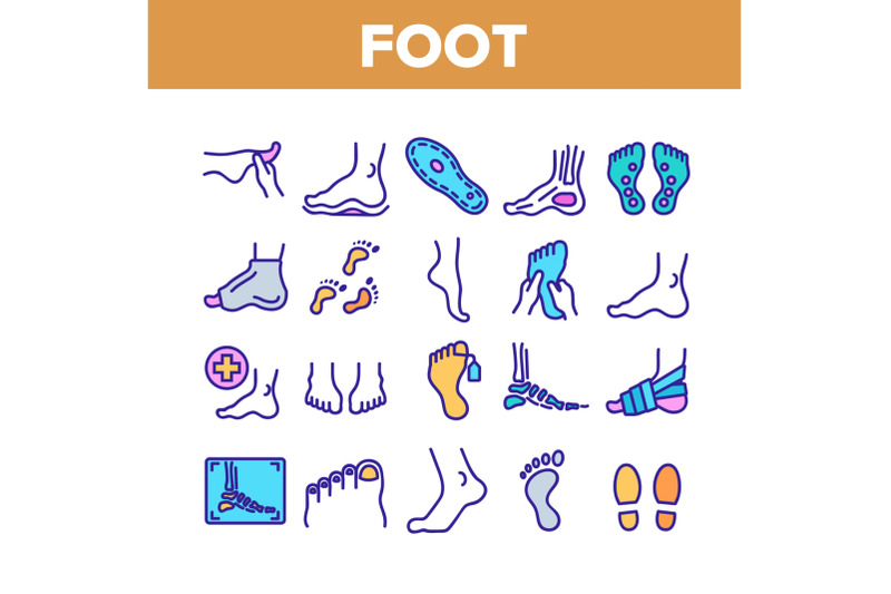 foot-human-body-part-collection-icons-set-vector