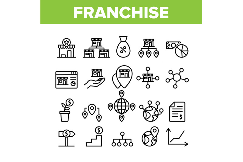 franchise-collection-elements-icons-set-vector