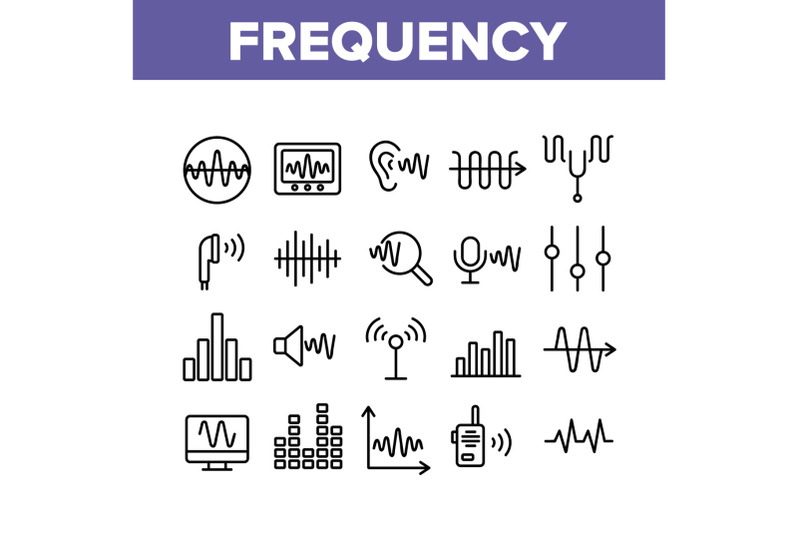 frequency-pulse-wave-collection-icons-set-vector