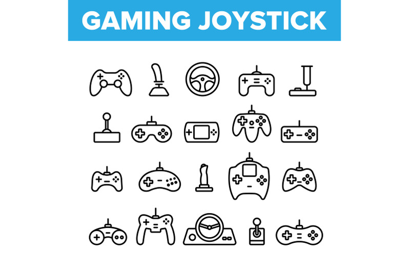 gaming-joystick-vector-thin-line-icons-set