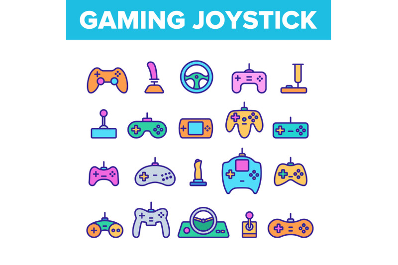 gaming-joystick-vector-color-line-icons-set