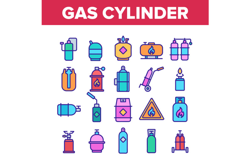 gas-cylinder-equipment-collection-icons-set-vector