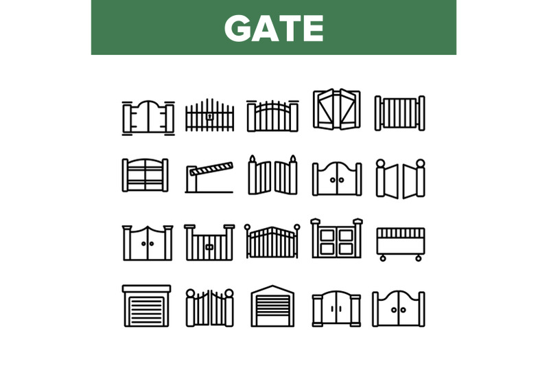 gate-entrance-tool-collection-icons-set-vector