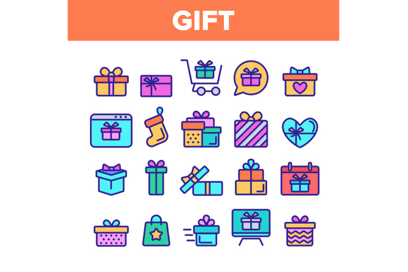 color-different-gift-sign-icons-set-vector