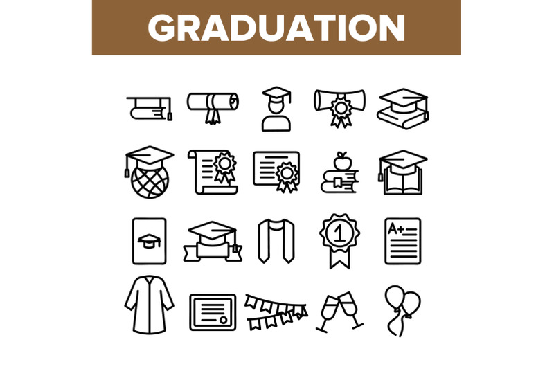 collection-graduation-thin-line-icons-set-vector