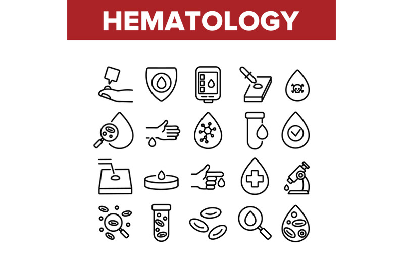 hematology-collection-elements-icons-set-vector